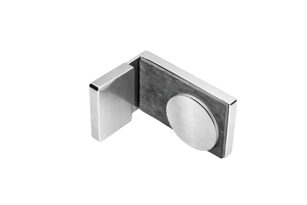 [400002-NM] Poseidon Winkelverbinder Glas-Wand 90° innen (Konus40/Niro-Matt)