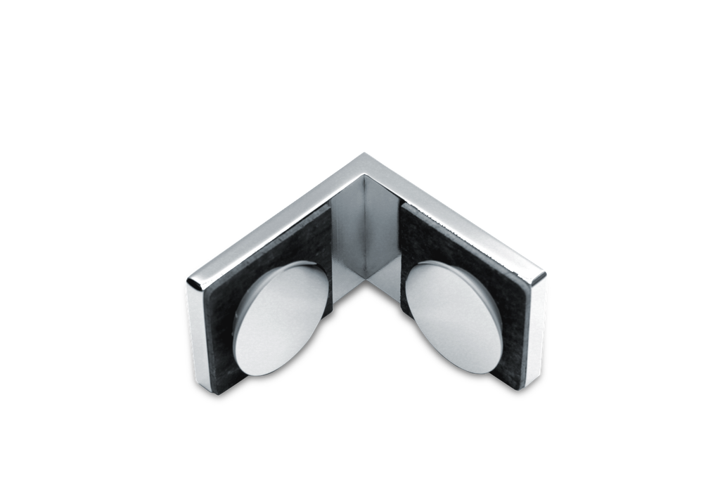 [400005-CG] Poseidon Winkelverbinder Glas-Glas 90° (Konus40/Chrom-Glanz)