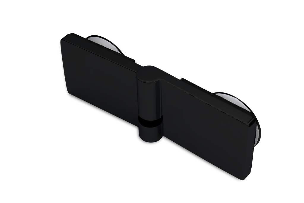 [402003-SM] Poseidon Hebe-Senk Scharnier Glas-Glas 180° links (Konus40/Schwarz-Matt)