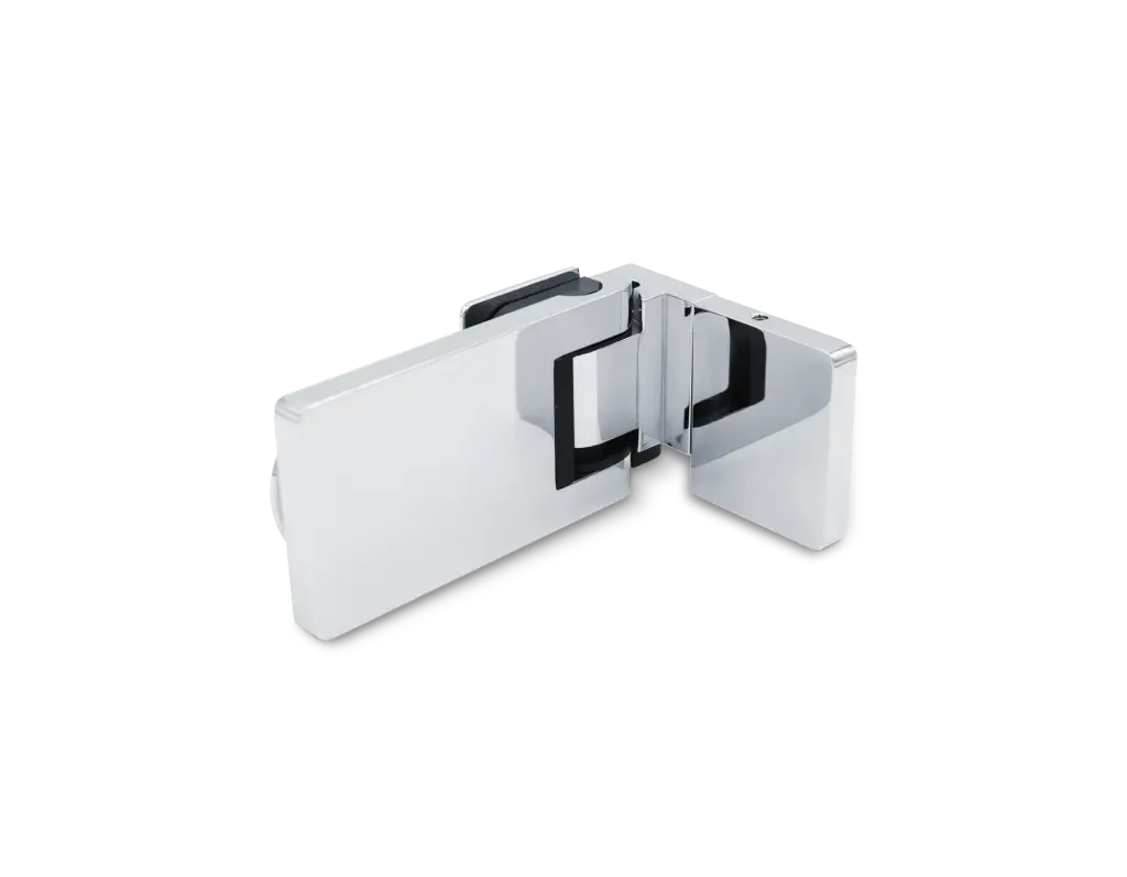 Poseidon Pendel-Hebe-Senk Scharnier Glas-Wand außen 90° rechts (Konus40/Chrom-Glanz)