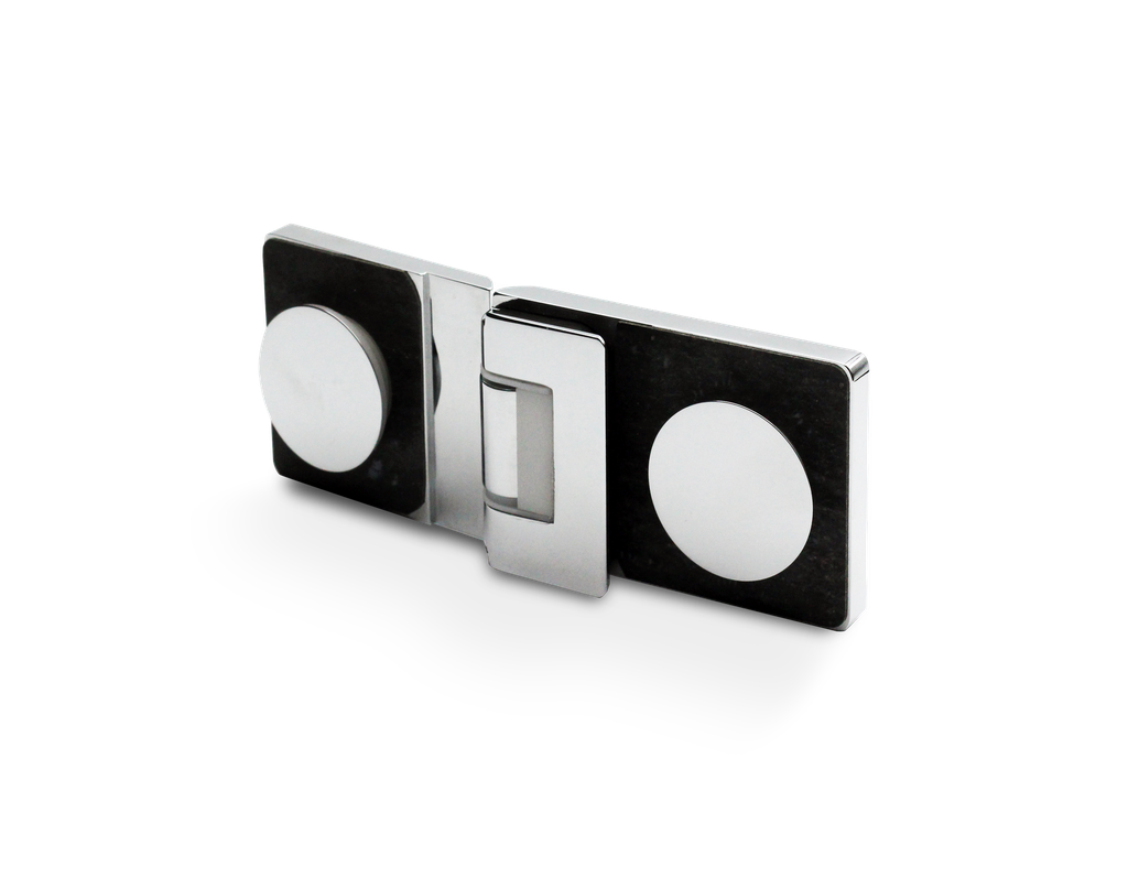 [403010-CG] Poseidon Pendel-Hebe-Senk Scharnier Glas-Glas 180° rechts (Konus40/Chrom-Glanz)