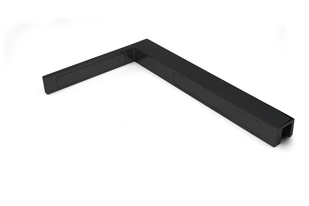 [405041-SM] Stabilisierungswinkel Glas-Wand 90° Rechts (Schwarz-Matt)