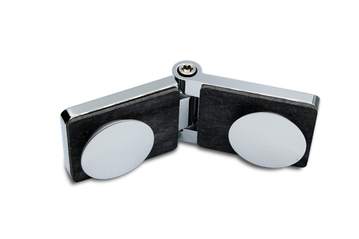 [400008] Poseidon Winkelverbinder Glas-Glas stufenlos einstellbar (Konus40/Chrom-Glanz)