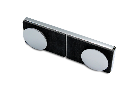 [400009] Poseidon Längsverbinder Glas-Glas 180° (Konus40/Chrom-Glanz)