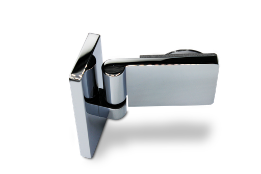 [402001] Poseidon Hebe-Senk Scharnier Glas-Wand 90° links (Konus40/Chrom-Glanz)