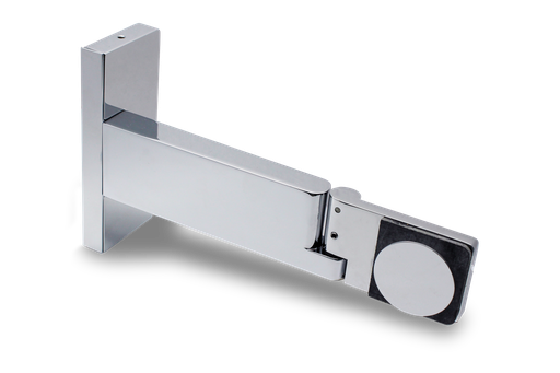 [402005] Poseidon Hebe-Senk Scharnier Glas-Wand 90° rechts mit Tragarm (Konus40/Chrom-Glanz)